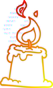 warm gradient line drawing cartoon lit candle vector