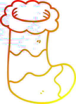 warm gradient line drawing cartoon christmas stocking vector