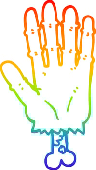 rainbow gradient line drawing cartoon zombie hand vector