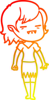 warm gradient line drawing cartoon undead vampire girl vector