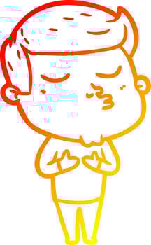 warm gradient line drawing cartoon model guy pouting vector