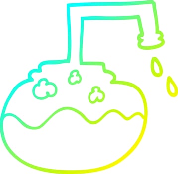 cold gradient line drawing cartoon bubbling chemicals vector