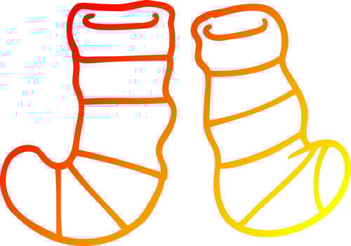 warm gradient line drawing cartoon striped socks vector