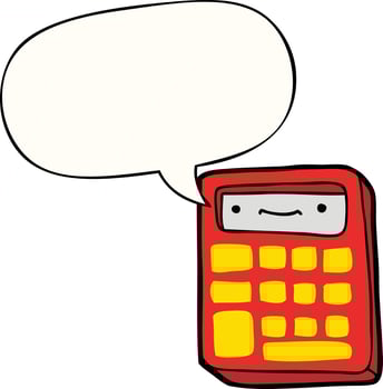 cartoon calculator and speech bubble vector
