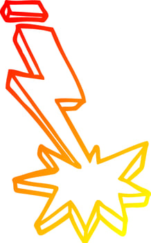 warm gradient line drawing cartoon thunder bolt vector