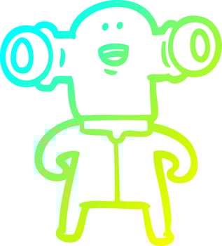 cold gradient line drawing friendly cartoon alien vector