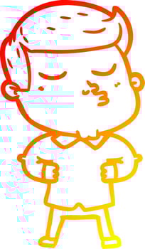 warm gradient line drawing cartoon model guy pouting vector