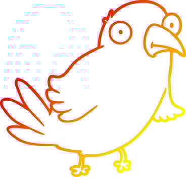 warm gradient line drawing cartoon bird vector