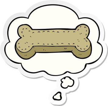 cartoon dog biscuit and thought bubble as a printed sticker vector