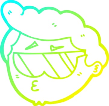 cold gradient line drawing cartoon boy wearing sunglasses vector