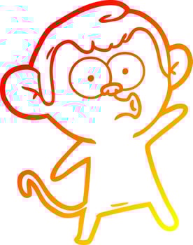 warm gradient line drawing cartoon surprised monkey vector
