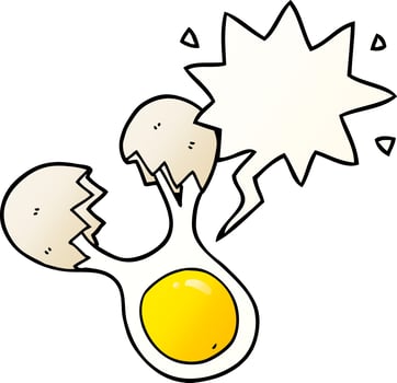 cartoon cracked egg and speech bubble in smooth gradient style vector