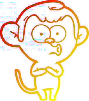 warm gradient line drawing cartoon hooting monkey vector