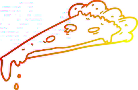 warm gradient line drawing cartoon slice of pizza vector