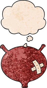cartoon bladder and thought bubble in grunge texture pattern style vector