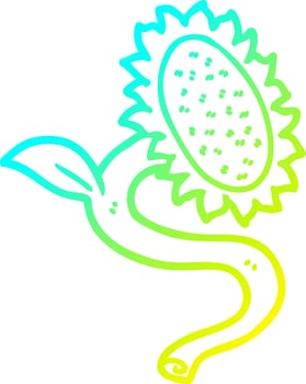cold gradient line drawing cartoon sunflower vector