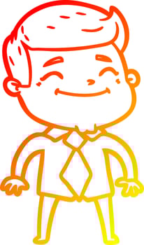 warm gradient line drawing happy cartoon businessman vector