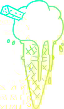 cold gradient line drawing cartoon ice cream melting vector