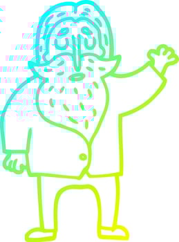 cold gradient line drawing cartoon bearded man vector