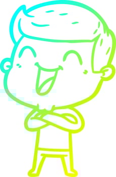 cold gradient line drawing cartoon man laughing vector
