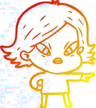 warm gradient line drawing cartoon stressed woman vector