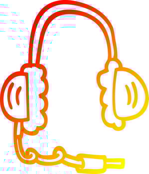 warm gradient line drawing cartoon head phones vector