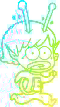 cold gradient line drawing cartoon shocked alien girl vector