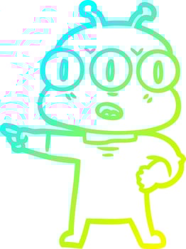 cold gradient line drawing cartoon three eyed alien vector