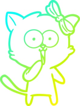 cold gradient line drawing cartoon cat vector