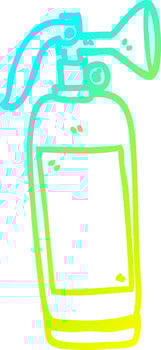 cold gradient line drawing cartoon fire extinguisher vector