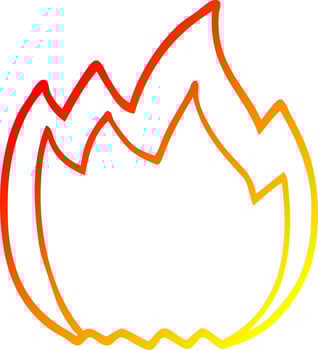 warm gradient line drawing cartoon open flame vector
