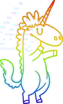 rainbow gradient line drawing cartoon unicorn vector