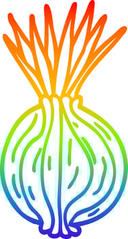 rainbow gradient line drawing cartoon sprouting onion vector
