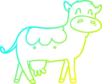 cold gradient line drawing cartoon dairy cow vector