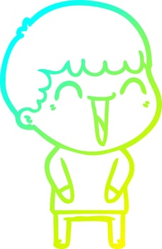 cold gradient line drawing cartoon happy man vector