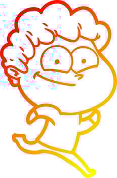 warm gradient line drawing cartoon happy man vector