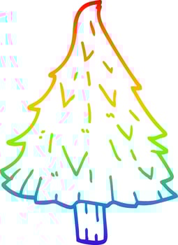 rainbow gradient line drawing cartoon christmas tree vector