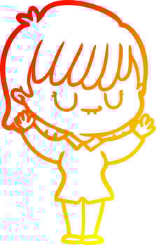 warm gradient line drawing cartoon woman vector