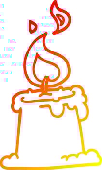 warm gradient line drawing cartoon candle burning vector