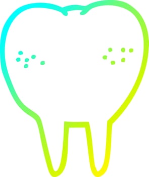 cold gradient line drawing cartoon tooth vector