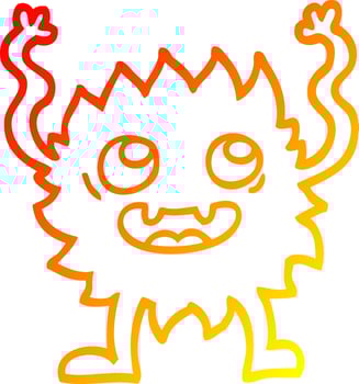 warm gradient line drawing cartoon funny furry monster vector