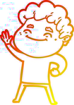 warm gradient line drawing cartoon friendly man vector