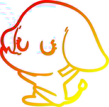 warm gradient line drawing cute cartoon elephant vector