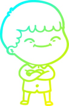 cold gradient line drawing cartoon happy boy vector