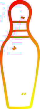 warm gradient line drawing cartoon bowling pin vector