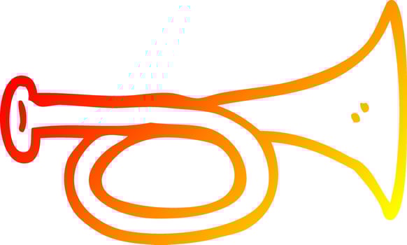 warm gradient line drawing cartoon brass horn vector