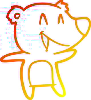 warm gradient line drawing laughing bear cartoon vector