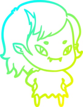cold gradient line drawing cartoon friendly vampire girl vector
