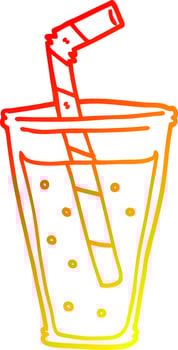 warm gradient line drawing cartoon fizzy drink vector
