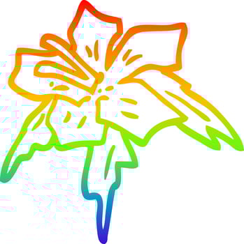 rainbow gradient line drawing cartoon exotic flower vector